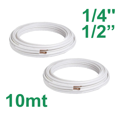 Tubi rame coppia 1/4'' e 1/2'' mt 10 isolato per climatizzatore