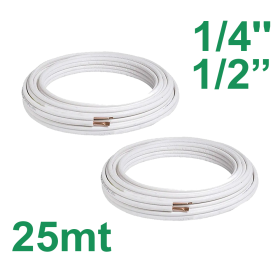 Tubi rame coppia 1/4'' e 1/2'' mt 25 isolato per climatizzatore