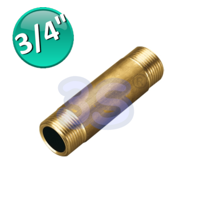 Barilotto tronchetto tubo maschio / maschio 3/4'' x 50 mm - 5 cm in ottone