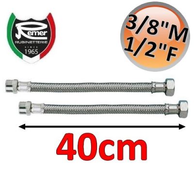 Coppia tubi flessibili acqua FLEXITALY 40cm - 3/8 maschio 1/2 femmina