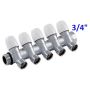 Collettore a 5 vie di distribuzione con rubinetti d\'arresto MF 3/4''