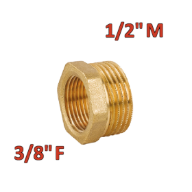 Riduzione esagonale in ottone con attacco Maschio 1/2'' x Femmina 3/8''