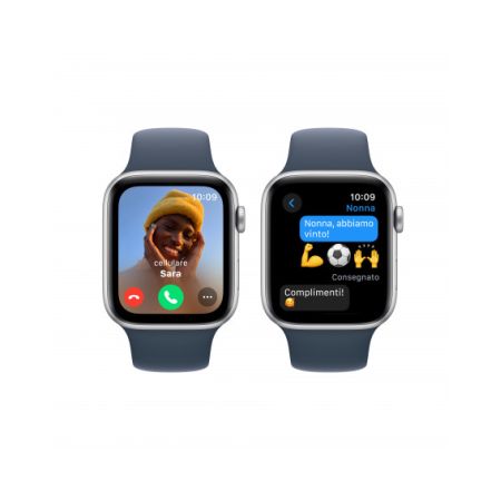 2023 - Apple Watch SE GPS 44mm Cassa in alluminio argento - Cinturino sport blu tempesta - S/M
