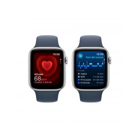 2023 - Apple Watch SE GPS 44mm Cassa in alluminio argento - Cinturino sport blu tempesta - S/M