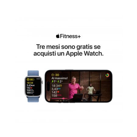 2023 - Apple Watch SE GPS 44mm Cassa in alluminio argento - Cinturino sport blu tempesta - S/M