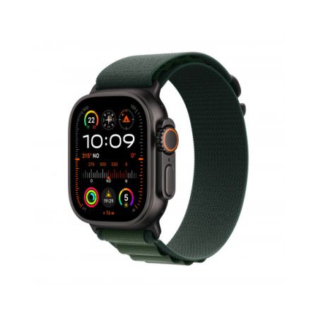 Apple Watch Ultra 2 GPS + Cellular 49mm Cassa Titanio Nero con Verde Scuro Alpine Loop - Medium