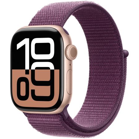 Apple Watch Series 10 GPS 42mm Rose Oro Cassa Alluminio con Plum Sport Loop
