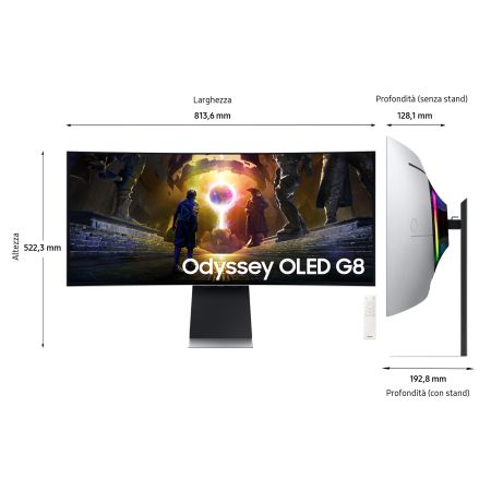 Samsung Odyssey OLED G8 Monitor Gaming Curvo 34'' OLED 175Hz UWQHD 0,03ms Multimediale Hub USB 2*HDMI/DisplayPort