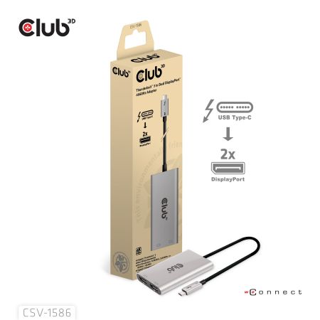 CLUB3D CSV-1586 hub di interfaccia Thunderbolt 3 40000 Mbit s Argento