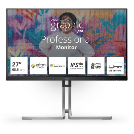 AOC Q27U3CV Monitor PC 68,6 cm (27") 2560 x 1440 Pixel Quad HD LCD Nero