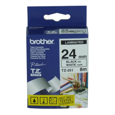 Brother TZE-251 nastro per etichettatrice Nero su bianco