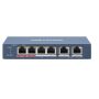 HIKVISION SWITCH 10/100 HI-POE METALLICO L2, UNMANAGED, 4 10/100M RJ45 POE PORTS, 2 10/100M RJ45 UPL