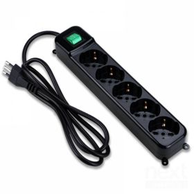 Tecnoware FMP5IIG Multipresa 5 Uscite Schuko italiane 10/16 A Nero