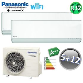 Climatizzatore dual split ETHEREA R32 Panasonic serie 5000+12000 btu A+++ con WIFI NanoeX