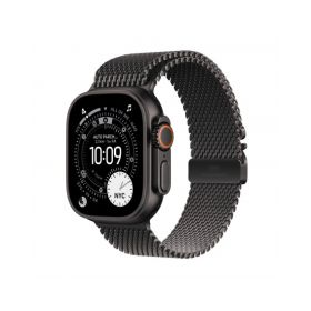 Apple Watch Ultra 3 GPS + Cellular 49mm, Cassa in Titanio color Nero con cinturino Nero Titanium Milanese Loop - Small