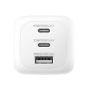 CARICABATTERIE DA PARETE DUAL 100W - 3 PORTE USB-C/USB-A - ADATTATORI DA VIAGGIO - BIANCO
