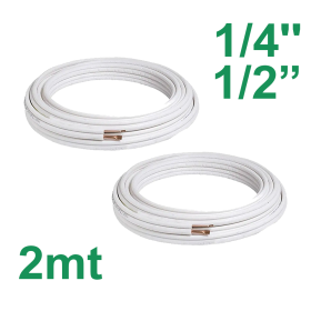 Tubi rame coppia 1/4'' e 1/2'' mt 2 isolato per climatizzatore