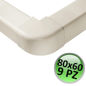 Raccordo angolo esterno per canalina 80x60mm - 9 PZ