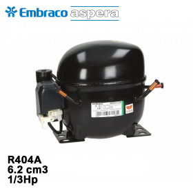 Compressore gas R404A R507 ermetico - 1/3 Hp - 6,2 cm3 - Embraco Aspera NEK6165GK