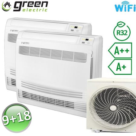 Climatizzatore dual 9000+18000 Btu console pavimento R32 A++/A+ Green Electric EVO (U.E. 5.2) con WiFi