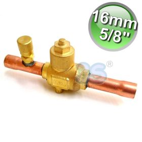 Valvola a sfera 16 mm con presa di servizio - 5/8'' biflusso in rame