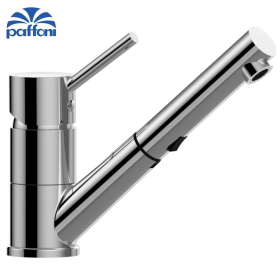 Miscelatore lavello cucina monoforo con canna orientabile e doccia cilindrica estraibile - BIRILLO Paffoni