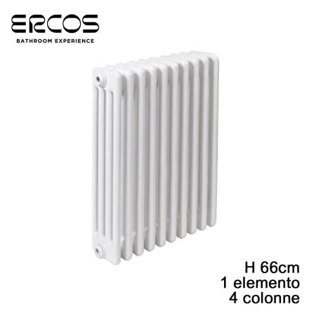 Radiatore tubolare bianco in acciaio 4 colonne - H 660 interasse 600 mm Comby Ercos