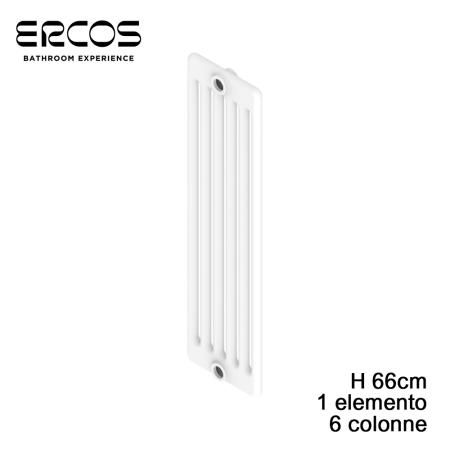 Radiatore tubolare bianco in acciaio 6 colonne - H 660 interasse 600 mm Comby Ercos