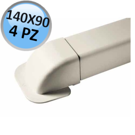Curva a muro per canalina 140x90mm - confezione 4 PZ