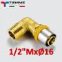 Multistrato per gas - raccordo curvo gomito maschio 1/2'' x Ø 16 mm