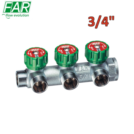 3850 - collettore 3/4'' a 3 vie multifar con rubinetti d'arresto - FAR