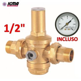 ICMA Riduttore di pressione per acqua 1/2'' M-M manometro incluso