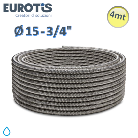 Tubo corrugato Ø 15 - 3/4'' - 0,30 mm - L. 4 mt formabile CSST in acciaio inossidabile AISI 304 per acqua calda e fredda - Eurot