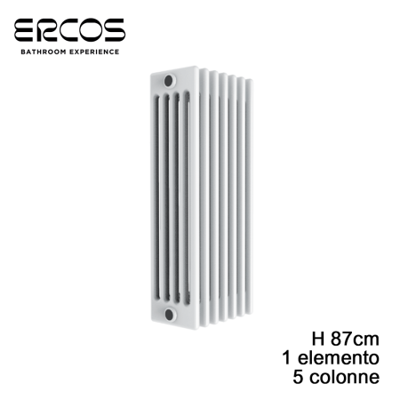 Radiatore tubolare bianco in acciaio 5 colonne - H 870 mm - Comby Ercos