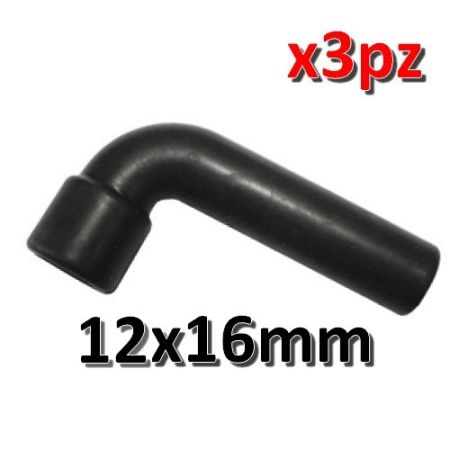 Giunto curva lunga 90° in gomma da 12 a 16 mm collegamento pompa split - confezione 3 pezzi