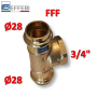 Raccordo T tee in bronzo Ø 28 x F 3/4'' x 28 mm - rame a pressare UNICO per acqua e gas
