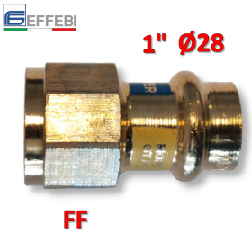 Raccordo in bronzo dritto Femmina 1'' x Ø 28 mm - rame a pressare UNICO per acqua e gas