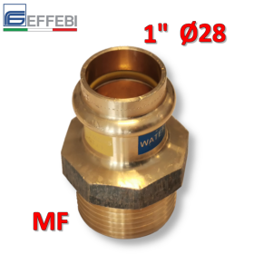 Raccordo in bronzo dritto Maschio 1'' x Ø 28 mm - rame a pressare UNICO per acqua e gas