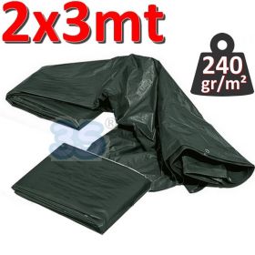 Telo telone occhiellato impermeabile mt 2x3 VERDE - 240 gr / m²