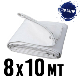 Telo telone impermeabile occhiellato mt 8x10 BIANCO 120 gr/m²