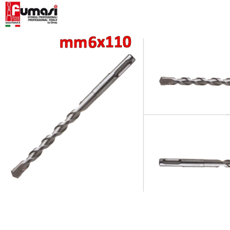Punta trapano e martello SDS-PLUS mm 6 X 110 per calcestruzzo e muratura