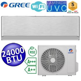 Climatizzatore mono split R32 AIRY SILVER WiFi Gree 24000 Btu A+++/A++ lampada UVC sterilizzazione