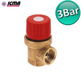 ICMA Valvola di sicurezza femmina 1/2'' pressione ricambio caldaia 3 BAR