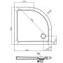 Piatto doccia in acrilico 90x90 cm angolare curvo - ultra piatto altezza 3,5 cm