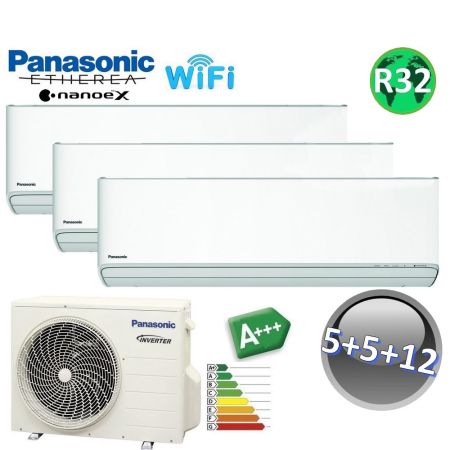 Climatizzatore trial split ETHEREA R32 Panasonic serie ZKE - 5000+5000+12000 btu A+++ WIFI NanoeX