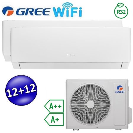 Climatizzatore inverter PULAR dual split Wi-Fi 12000 + 12000 Btu (U.E.18) GREE R32 classe A++/A+