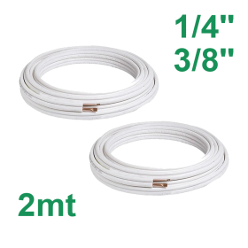 Tubi rame coppia 1/4'' e 3/8'' mt 2 isolato per climatizzatore