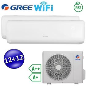 Climatizzatore inverter ARI dual split Wi-Fi 12000 + 12000 Btu (U.E.18) GREE R32 classe A++/A+