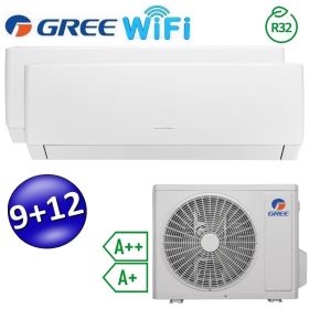 Climatizzatore inverter PULAR dual split Wi-Fi 9000 + 12000 Btu (U.E.14) GREE R32 classe A++/A+