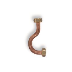 CURVETTA TUBO RAME mm.10 C/CALOTTINE OTTONE 3/8'' per galleggiante wc